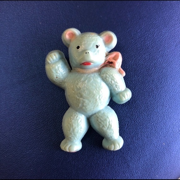Vintage Jewelry - VINTAGE 1950’s BROOCH baby blue TEDDY BEAR